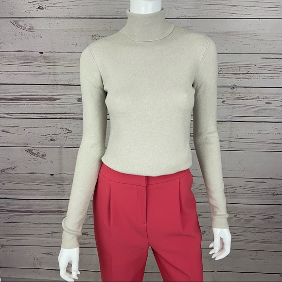 OAK + FORT Turtleneck Cream Tan Beige Long Sleeve Sweater Top S - Picture 1 of 5